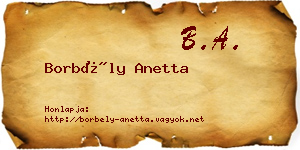 Borbély Anetta névjegykártya