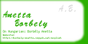anetta borbely business card